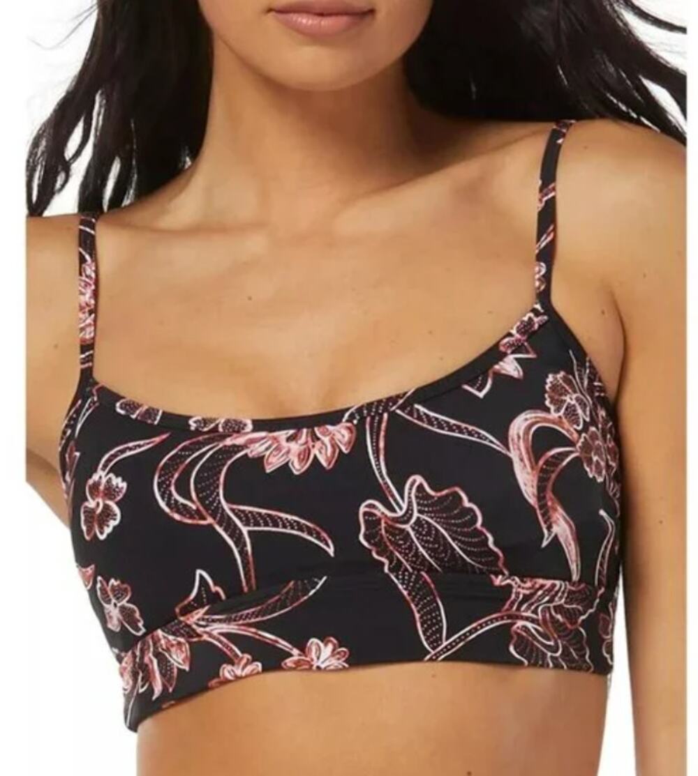 SUNDAZED JUNIORS XS BIKINI TOP GIANNA FLORAL PRINTED MIDLINE BLACK NEW!